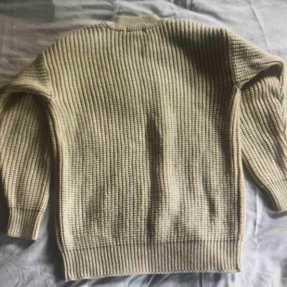 Mock neck sweater vintage 90S chunky ribbed knit cream large - Picture 7 of 7